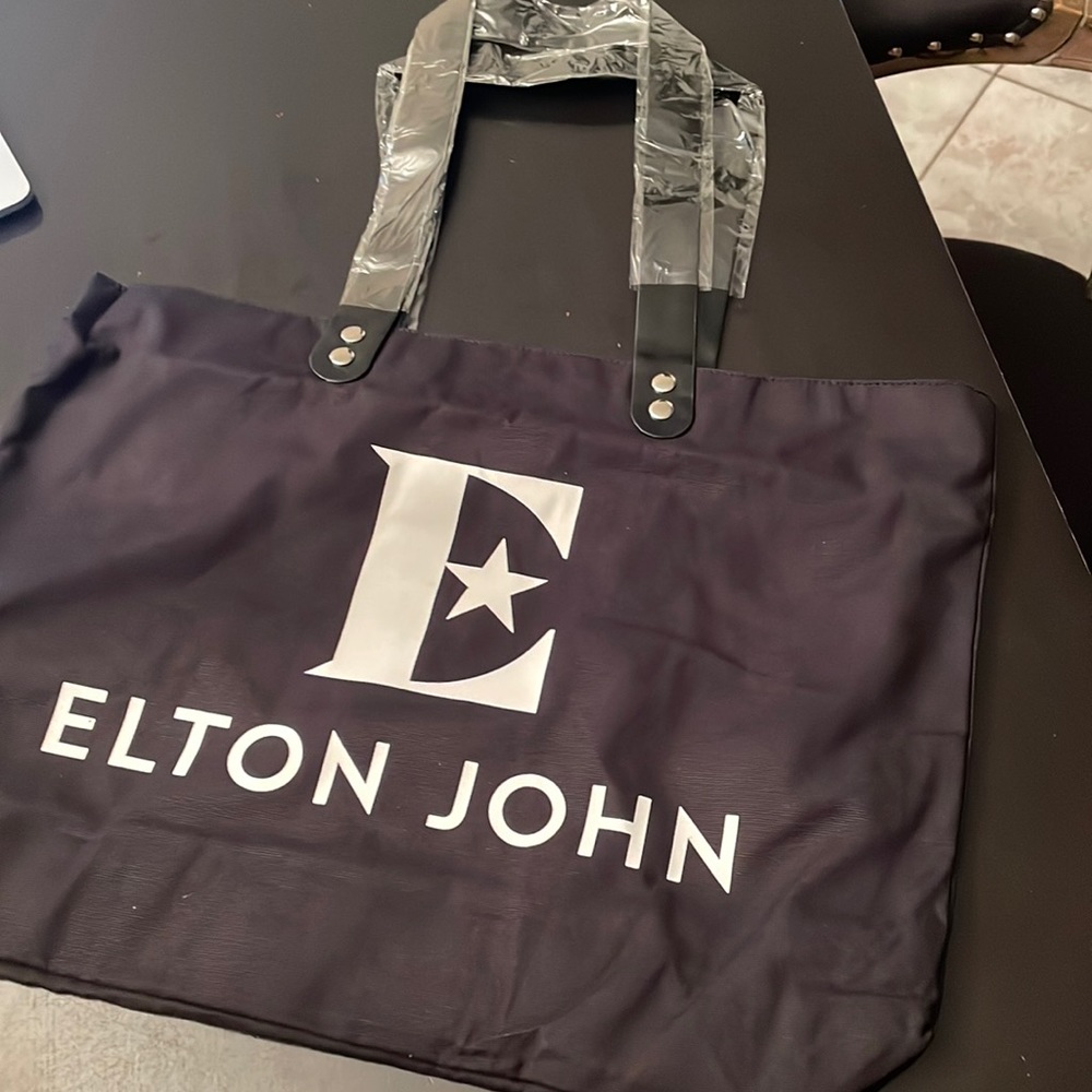 Elton John canvas black tote bag